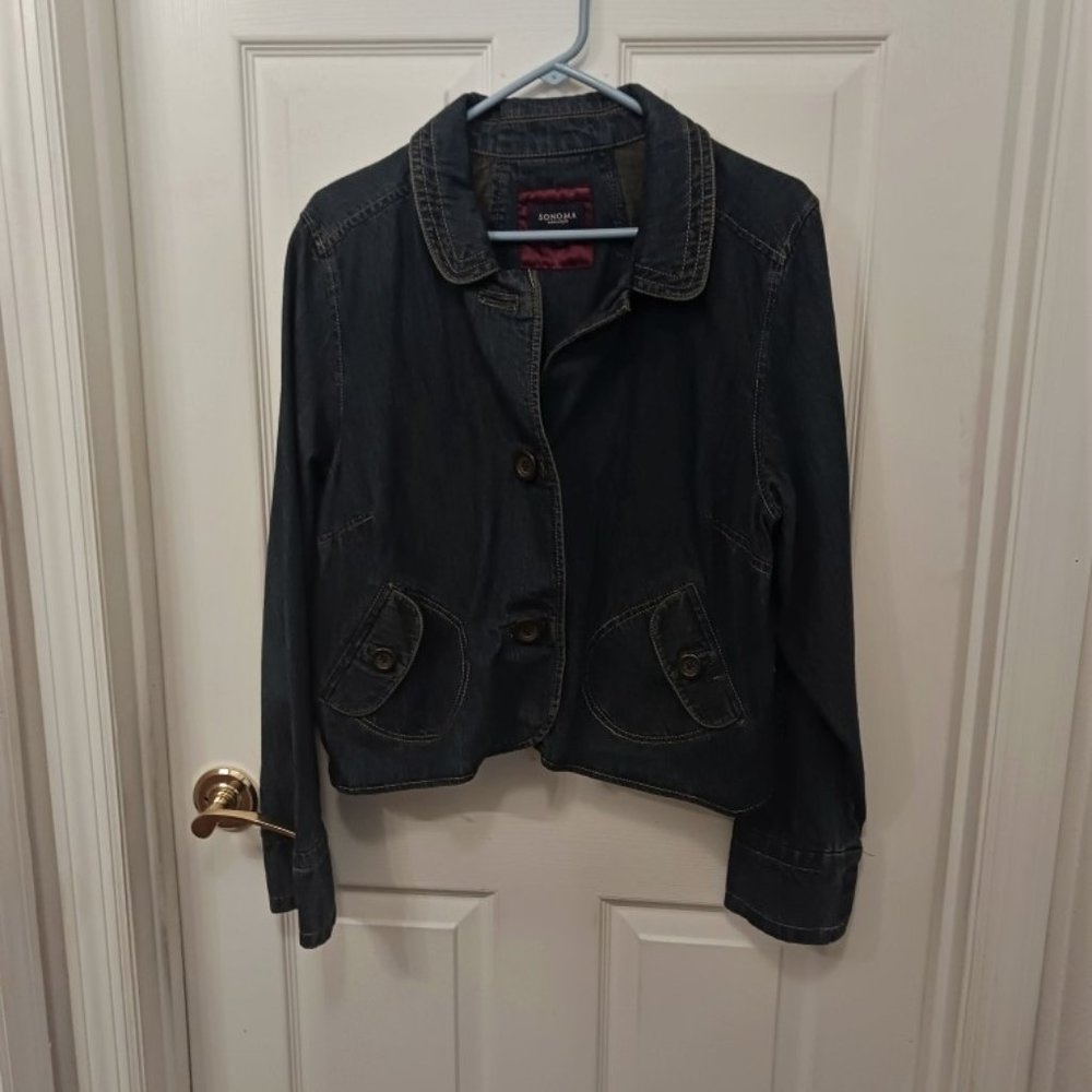 Vintage Sonoma Cropped Jean Jacket New 100% Cotton Size XL Casual Coastal Cowgir